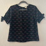 Lily White ⭐️ black eyelash and heart print tie sleeve blouse size medium Photo 0