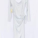 NWT ARITZIA WILFRED Saturn Long Sleeve Wrap Midi Dress in Frozen Grey Si… Size XL Photo 7