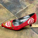Sacha London Floral Embroidered Vintage Pumps Heels 7 Red Photo 10