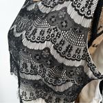 Sangria Petite Black Cream Sheath Knee Length Dress Lace Tiered Flapper Gatsby Size 10P Photo 4