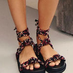 Free People NWOT  Resort-Ready Wrap Sandals in Berry Combo Photo 0