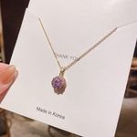18K Gold Plated Purple Crystal Pendant Necklace for Women Photo 1