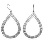 Sparkling Formal Prom Fancy Rhinestones Teardrop Drop Dangle Earrings Silver Photo 4