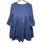 April Cornell Mini Dress Tunic Women‎ Sz S Boho Embroidered Blue Flare Sleeve Photo 1