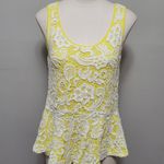Anthropologie Anthro Meadow Rue Emelia yellow crochet overlay peplum top size medium Photo 1