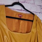 STAUD  SOPHIE FAUX LEATHER PUFF SLEEVE  PEPLUM ORANGE CAMEL BLOUSE MEDIUM Photo 3