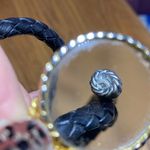 Genuine Leather 925 Braided Bracelet Vintage Adjustable Wrap Bracelet Black Photo 4