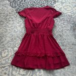 Pretty Garden Tie Front Ruffle Dress Maroon Large Photo 4