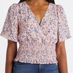 Nine Britton  Cidro Surplice Smocked Crop Blouse Pink Medium NWT STITCH FIX Photo 0