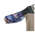 Umgee Waffle Knit Contrast Animal Print Aztec Sleeves Size Small Photo 1