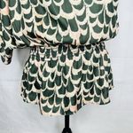 Tbags Los Angeles T-Bags Los Angeles One-Shoulder Top Size S Green Pink Scallop Pattern Smocked Photo 3