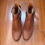 Sézane Sezane High Jonas Natural Heritage Bovine Leather Cognac Heeled Buckle Booties Photo 2