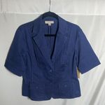 Coldwater Creek Navy Sunwashed Twill Short Sleeve Jacket Size 12 NWT Photo 0