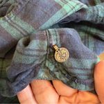 Scotch & Soda Maison  Green Plaid Grid Shirt Dress Leather Stars Patch Button S Photo 6