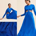 Farm Rio  Knot Cutout Maxi Dress Bodycon Long Sleeve Cobalt Blue Medium Photo 2