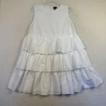 Who What Wear Dress Womens Large White Tiered Ruffle Sleeveless Cotton Mini Photo 0
