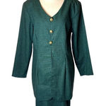 Betsy's Things Vintage Green Plaid Cotton One Piece Gold Button Dress Size 14 Photo 0