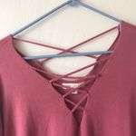 Honey Punch Pink Lace Up Sweater Photo 2