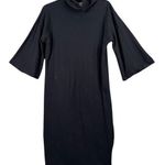 ASOS Women's Black Cotton Turtleneck 3/4 Bell Sleeve Midi Dress Size 4 Photo 0