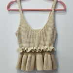 Boutique cream off white boho Ruffle Sweater Tank Top size small Photo 0