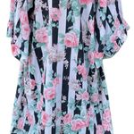 Anthony Richards Vintage 90s House Dress Robe Stripes Floral Roses 1X Photo 1