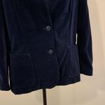 Perry Ellis Navy Blue Velvet Cotton Personal Women’s Size 14 Large Structured Blazer Jacket Photo 1