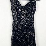 Christina Wu Black Sequin V-Neck Sleeveless Hidden Back Zipper Dress, Size 2 Photo 1