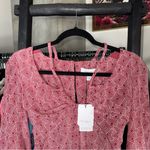 Equipment Arden Puff Sleeve Silk Top in Red Geometric Print Photo 4