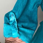 Ecru | Teal Mono Tie Dye Rolled Sleeve Top Sz XS Photo 2