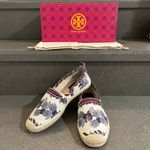 Tory Burch ⚡️ Grosgrain Whipstitch Floral Imperial Garnet Espadrilles Flat,Sz 7,NIB Photo 6