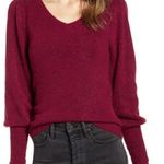 Rachel Parcell Balloon Sleeve Sweater Soft Maroon Pink Size Large Juliette Sleev Photo 0