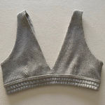 Aerie  Waffle Knit Bralette – Women’s Medium Gray Deep V Soft Lounge Bra Photo 0