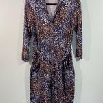 Garnet Hill Women Mixed Print Mavis Button Up Tie Waist Knit Dress Size S Photo 0