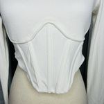 The Vintage Shop Women's Sz M White Long Sleeve Knit Corset Ribbed T-Shirt Photo 3