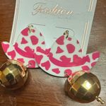 Acetate Cowboy Drop Earrings With Gold Accent Bead Pink Photo 2