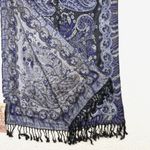 Jerusalem Paisley Scarf Shawl Wrap Womens One Size Blue Black Cashmere Blend Photo 2
