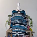 Femme Nina 2000s whimsical bohemian fairycore striped blouse / dress beaded neck Blue Size XXL Photo 2