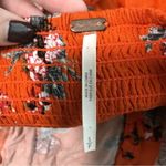 Free People  Close To You Orange Floral Puff Sleeve Smocked Top Shirt Small Photo 5