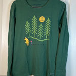 Life is Good  Winnie Hiking Through the Woods Crusher Green LS Shirt Medium #1574 Photo 0