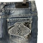 Rue 21 Y2K Twenty One Black  Denim Patchwork Embroidered Low Rise Blue Jeans 5/6R Photo 7
