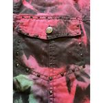 H&J Women Size 1X Water Color Print Denim Jean Jacket Artsy Buttons Cotton City Photo 11