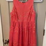 Free People  lined crochet open back sleeveless mini dress in coral Photo 2