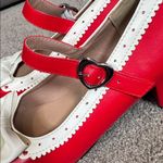 Women’s Red Chunky Heel Mary Jane Pumps Cute Bow & Hearts Round Toe Size 6 Red Photo 4