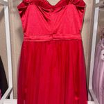Boutique Red satin and mesh maxi prom dress  Photo 4