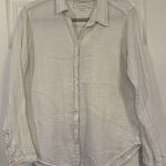 Xirena Scout Shirt MED White Navy Stitches Gauze Beachy Oversized Boho Festival Photo 0