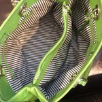 Kate Spade Lime Green Ostrich Leather Three Pocket Silver Chain Shoulder Bag Photo 10