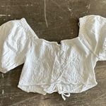 Roxy Flirty Walk Puff Sleeve White Crop Top Photo 3