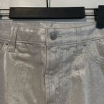 Old Navy NWT  Size 12 Silver Shine Metallic Zip Stretch Denim A Line Mini Skirt Photo 1