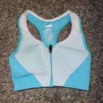 Avia Blue & White Zip Front Sports Bra Top - Size M Photo 1