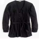 J.Crew New Point Sur Small Black Pleated Tie-Waist Top Photo 1